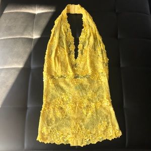 Marciano Sequined Lace Halter Top. XS.
